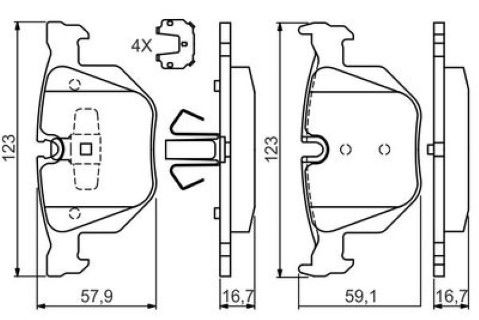 BMW 5 E60 520d 2.0 2005-2010 Bosch Arka Balata NETPAR23550