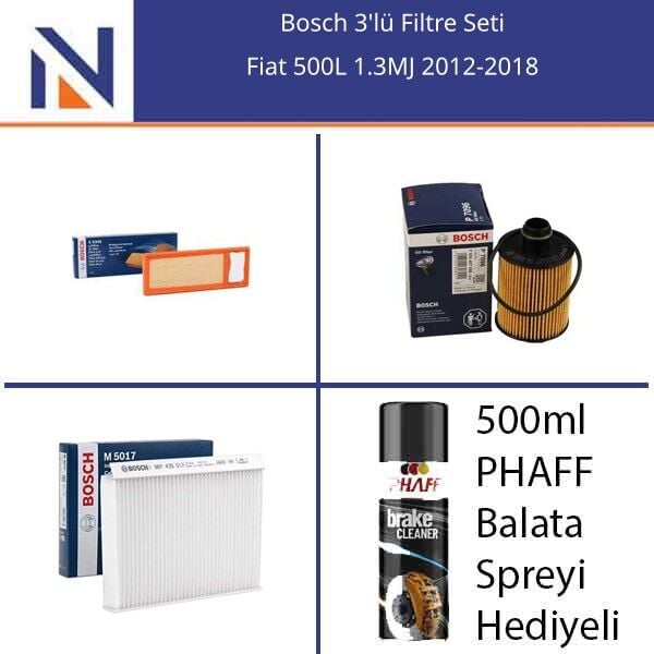 Fiat 500L 1.3MJ 2012-2018 Bosch 3'lü Filtre Seti