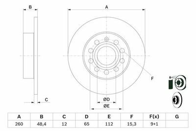 Volkswagen Touran 1.9TDI 2003-2010 Bosch Arka Disk 256 mm 2 Adet