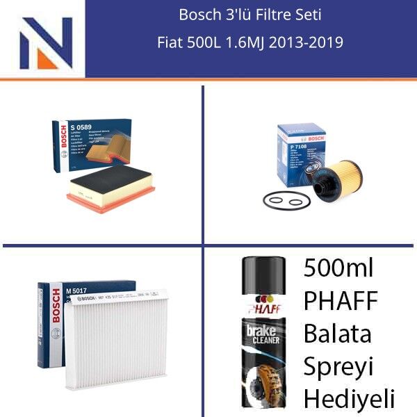 Fiat 500L 1.6MJ 2013-2019 Bosch 3'lü Filtre Seti