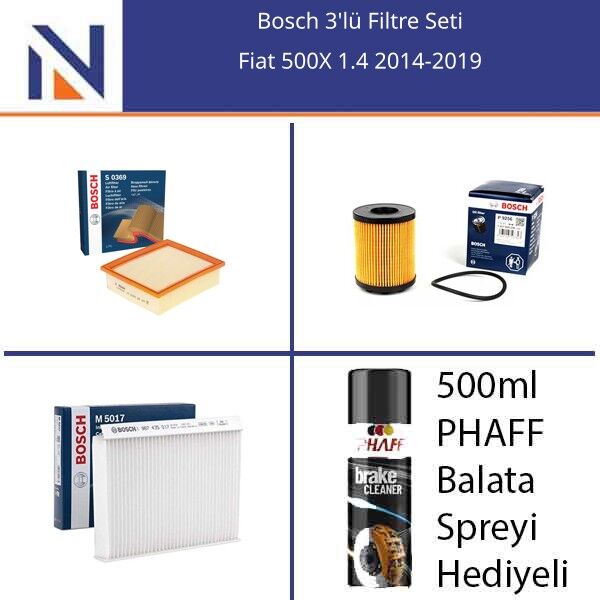 Fiat 500X 1.4 2014-2019 Bosch 3'lü Filtre Seti