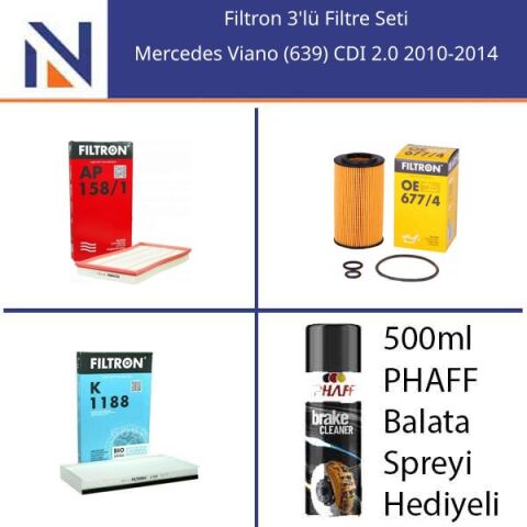Mercedes Viano (639) CDI 2.0 2010-2014 Filtron 3'lü Filtre Seti