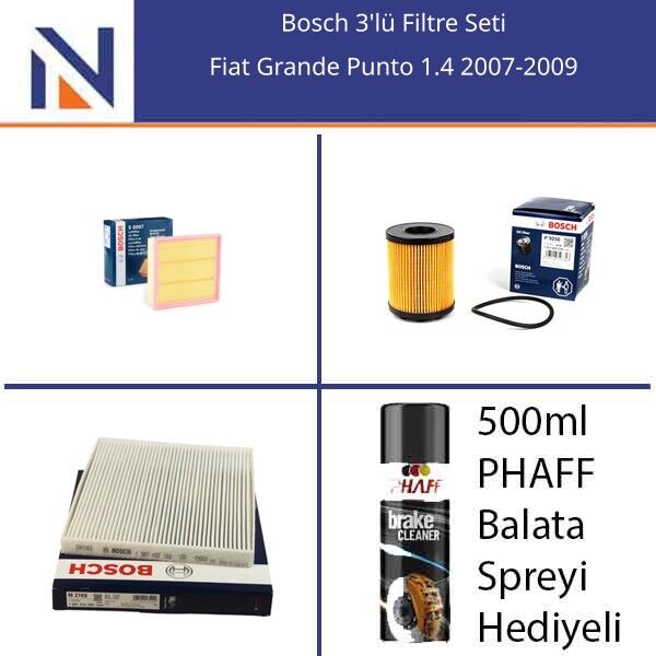 Fiat Grande Punto 1.4 2007-2009 Bosch 3'lü Filtre Seti