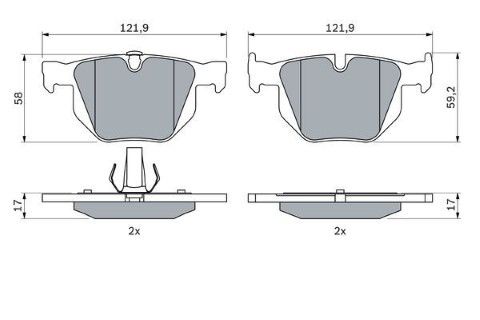 BMW 5 E60 525D 2.5 2004-2007 Bosch Arka Balata NETPAR23732