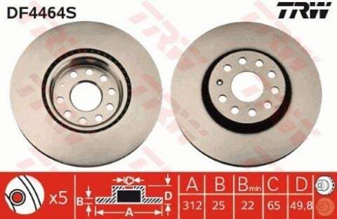 Volkswagen Golf 5 1.6FSI 2003-2008 TRW Ön Disk 2 Adet