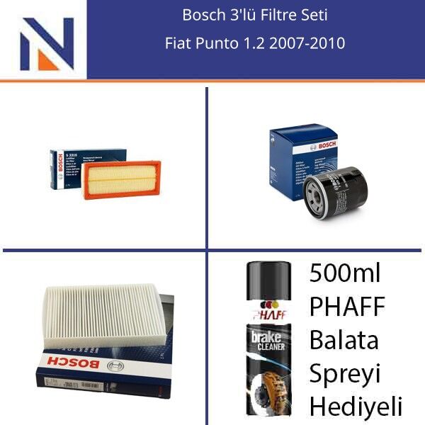 Fiat Punto 1.2 2007-2010 Bosch 3'lü Filtre Seti