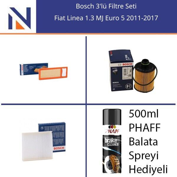 Fiat Linea 1.3 MJ Euro 5 2011-2017 Bosch 3'lü Filtre Seti