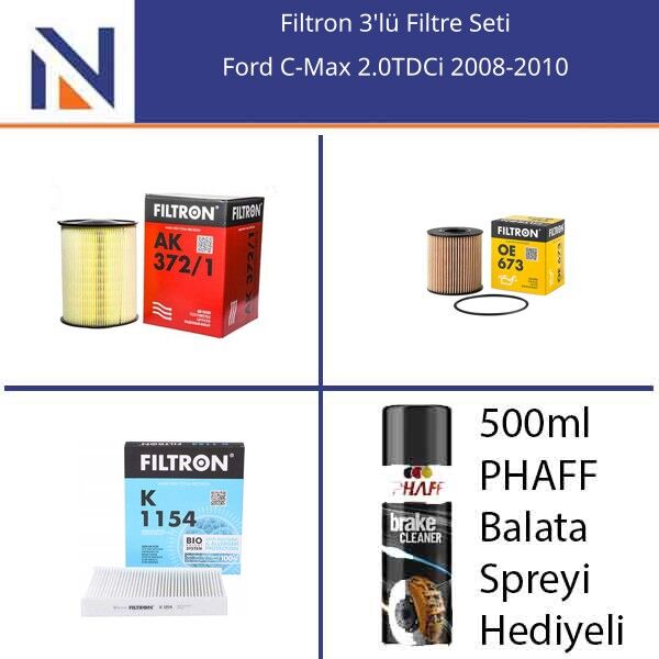 Ford C-Max 2.0TDCi 2008-2010 Filtron 3'lü Filtre Seti
