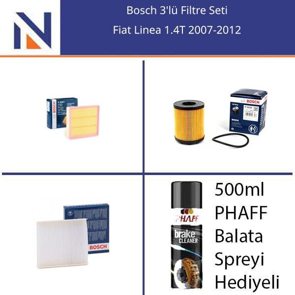 Fiat Linea 1.4T 2007-2012 Bosch 3'lü Filtre Seti