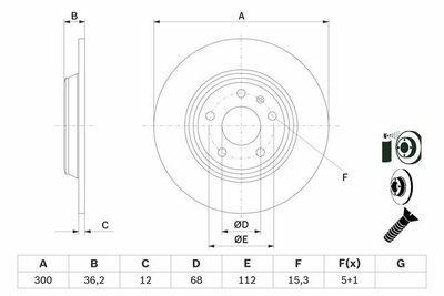 Audi A6 3.0TDI 2011-2016 Bosch Arka Disk 300mm 2 Adet