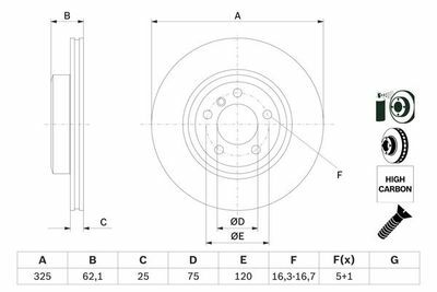BMW X3 E83 2.5i 2004-2006 Bosch Ön Disk 325mm 2 Adet