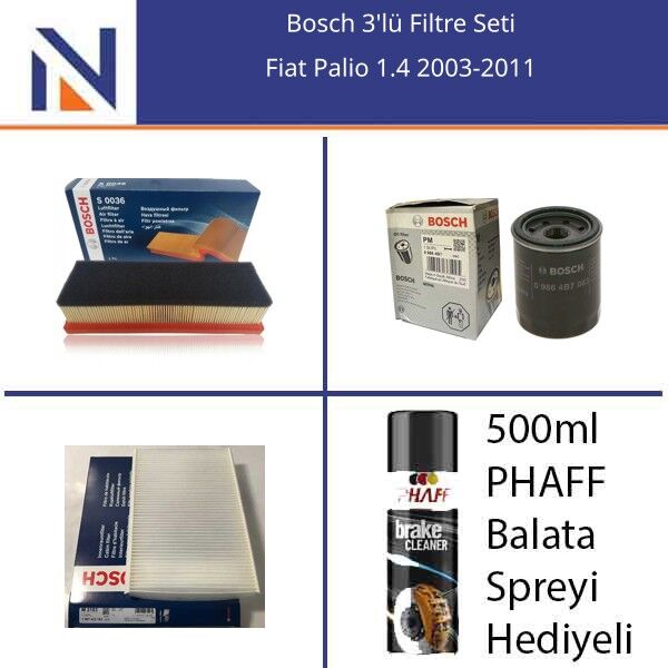Fiat Palio 1.4 2003-2011 Bosch 3'lü Filtre Seti