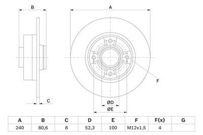Renault Clio 3 1.6 2005-2011 Bosch Arka Disk Rulmansız 240mm 2 Adet (K4J-K4M)