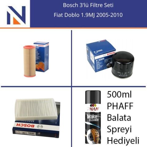 Fiat Doblo 1.9MJ 2005-2010 Bosch 3'lü Filtre Seti