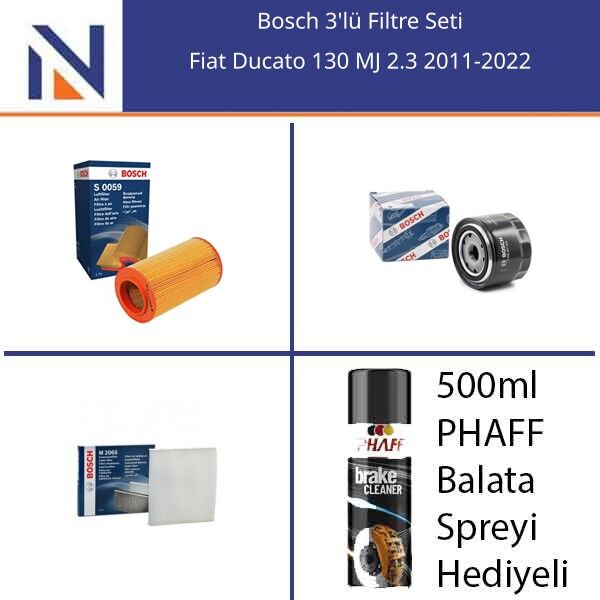 Fiat Ducato 130 MJ 2.3 2011-2022 Bosch 3'lü Filtre Seti
