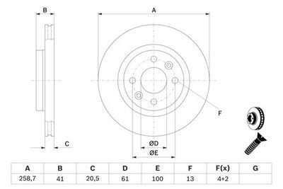 Renault Clio 2 1.4 1999-2007 Bosch Ön Disk 259mm 2 Adet (E7J-K4J)