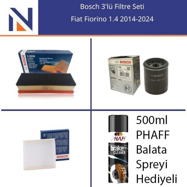 Fiat Fiorino 1.4 2014-2024 Bosch 3'lü Filtre Seti
