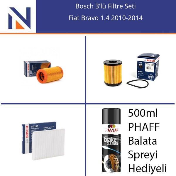 Fiat Bravo 1.4 2010-2014 Bosch 3'lü Filtre Seti