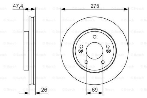 Hyundai Elantra 1.6CRDi 2006-2011 Bosch Ön Disk 275x26mm 2 Adet (D4FB)