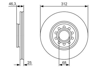 Audi A6 1.8T 1998-2004 Bosch Ön Disk 312mm 2 Adet (APU-AWT)