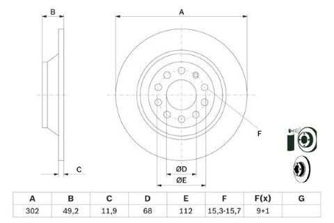 Audi A6 2.0TFSI 2005-2011 Bosch Arka Disk 2 Adet (BPJ)