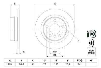 BMW 1 F20 118i 1.6 2011-2016 Bosch Arka Disk 290mm 2 Adet