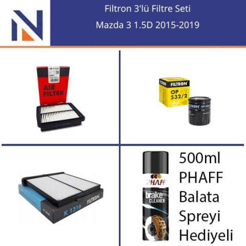 Mazda 3 1.5D 2015-2019 Filtron 3'lü Filtre Seti