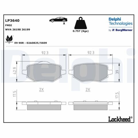 Peugeot 208 1.5HDI 2019-2024 Delphi Arka Balata NETPAR26198 (YHAZ-YHY)