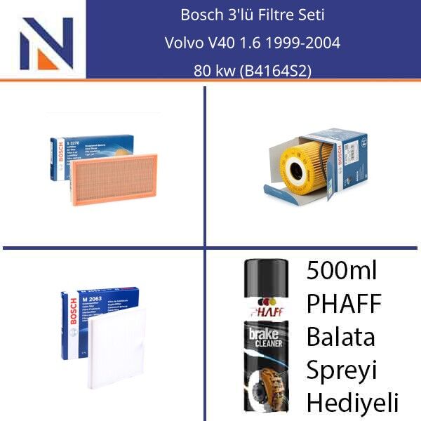 Volvo V40 1.6 1999-2004 Bosch 3'lü Filtre Seti