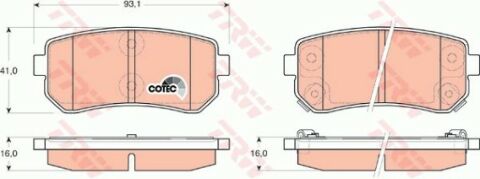 Hyundai i20 1.2 2009-2015 TRW Arka Balata NETPAR3474