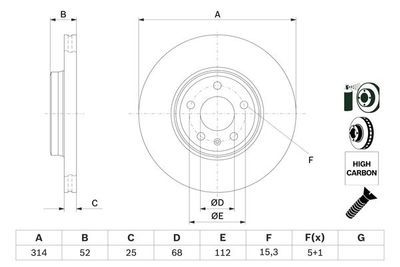Audi A5 2.0TFSI 2009-2019 Bosch Ön Disk 314mm 2 Adet