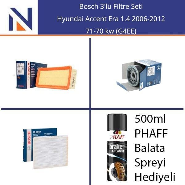 Hyundai Accent Era 1.4 2006-2012 Bosch 3'lü Filtre Seti