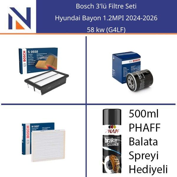 Hyundai Bayon 1.2MPI 2024-2026 Bosch 3'lü Filtre Seti