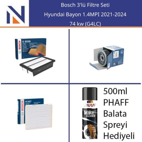 Hyundai Bayon 1.4MPI 2021-2024 Bosch 3'lü Filtre Seti