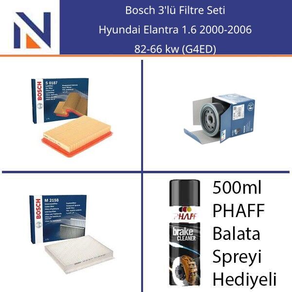 Hyundai Elantra 1.6 2000-2006 Bosch 3'lü Filtre Seti