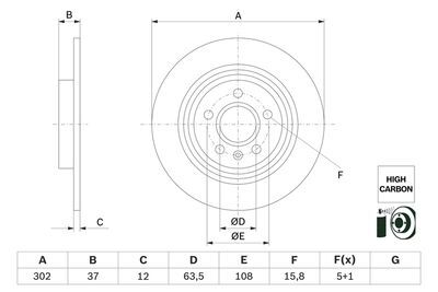 Volvo XC40 1.5 T2 2019-2024 Bosch Arka Disk 302mm 2 Adet (B3154T9)