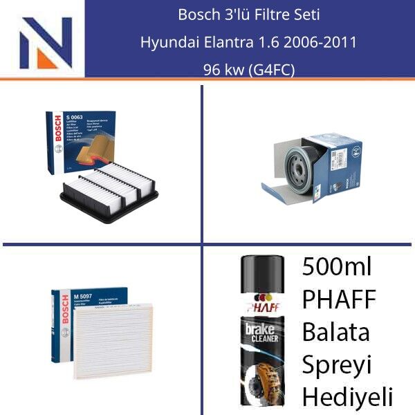 Hyundai Elantra 1.6 2006-2011 Bosch 3'lü Filtre Seti