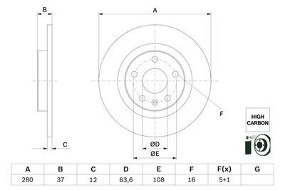 Volvo XC40 1.5 T2 2019-2024 Bosch Arka Disk 280mm 2 Adet (B3154T9)