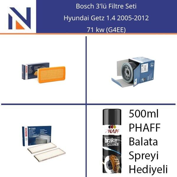 Hyundai Getz 1.4 2005-2012 Bosch 3'lü Filtre Seti