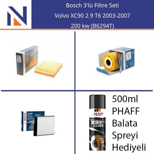 Volvo XC90 2.9 T6 2003-2007 Bosch 3'lü Filtre Seti