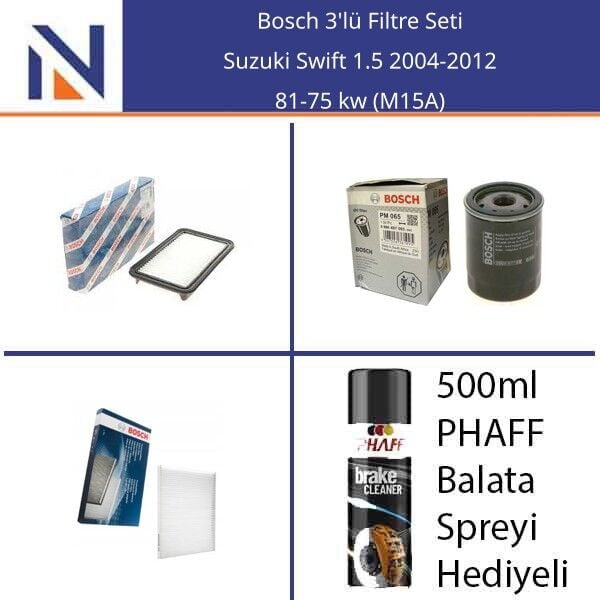 Suzuki Swift 1.5 2004-2012 Bosch 3'lü Filtre Seti