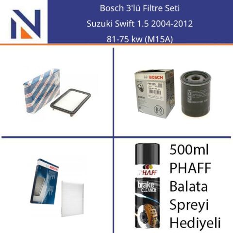 Suzuki Swift 1.5 2004-2012 Bosch 3'lü Filtre Seti