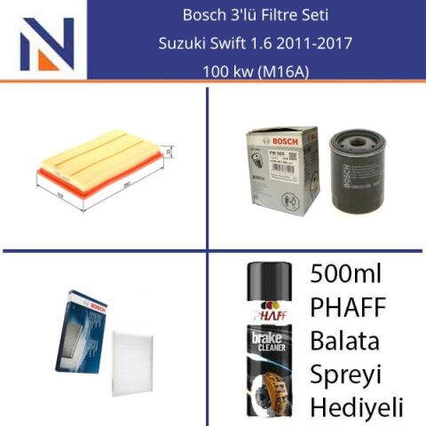 Suzuki Swift 1.6 2011-2017 Bosch 3'lü Filtre Seti
