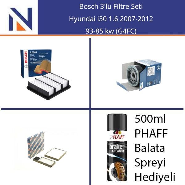 Hyundai i30 1.6 2007-2012 Bosch 3'lü Filtre Seti