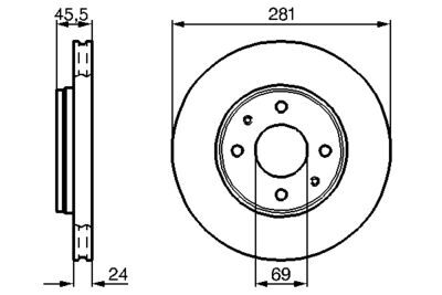 Volvo V40 1.6 1999-2004 Bosch Ön Disk 281mm 2 Adet (B4164S2)