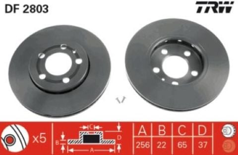 Volkswagen Polo 1.2TDI 2009-2014 TRW Ön Disk 256mm 2 Adet