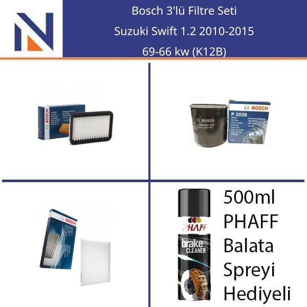 Suzuki Swift 1.2 2010-2015 Bosch 3'lü Filtre Seti