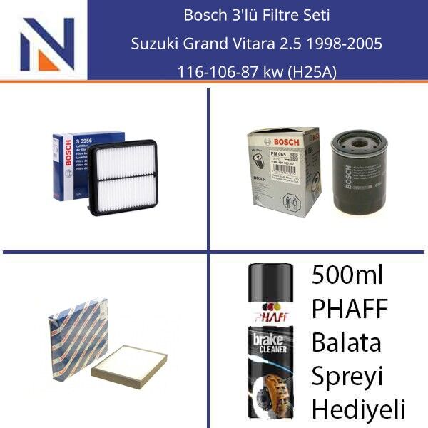 Suzuki Grand Vitara 2.5 1998-2005 Bosch 3'lü Filtre Seti