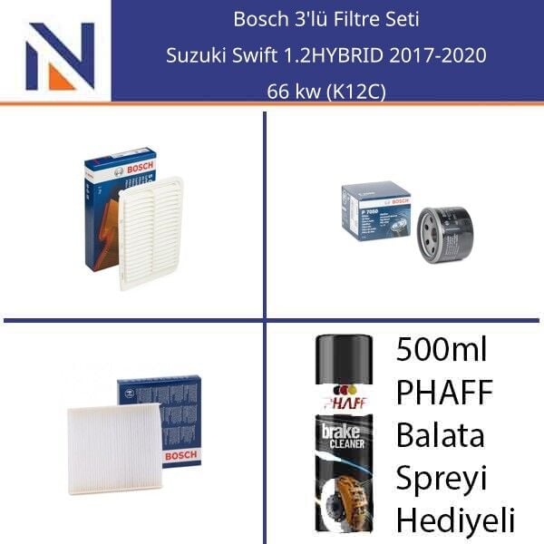 Suzuki Swift 1.2HYBRID 2017-2020 Bosch 3'lü Filtre Seti