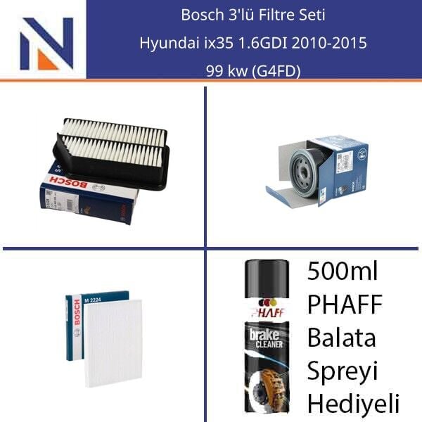 Hyundai ix35 1.6GDI 2010-2015 Bosch 3'lü Filtre Seti